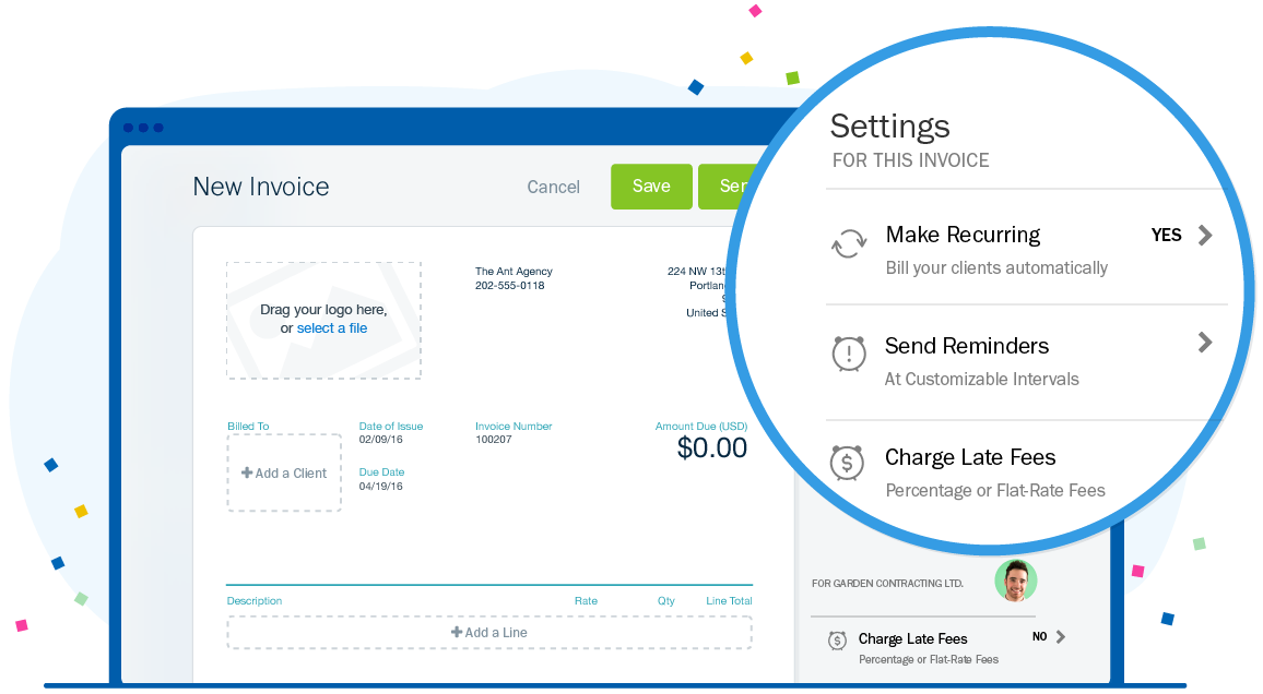 Invoice Settings - Automate Your Workflow By Automatically Sending Invoices, Reminding Clients and Charging Late Fees