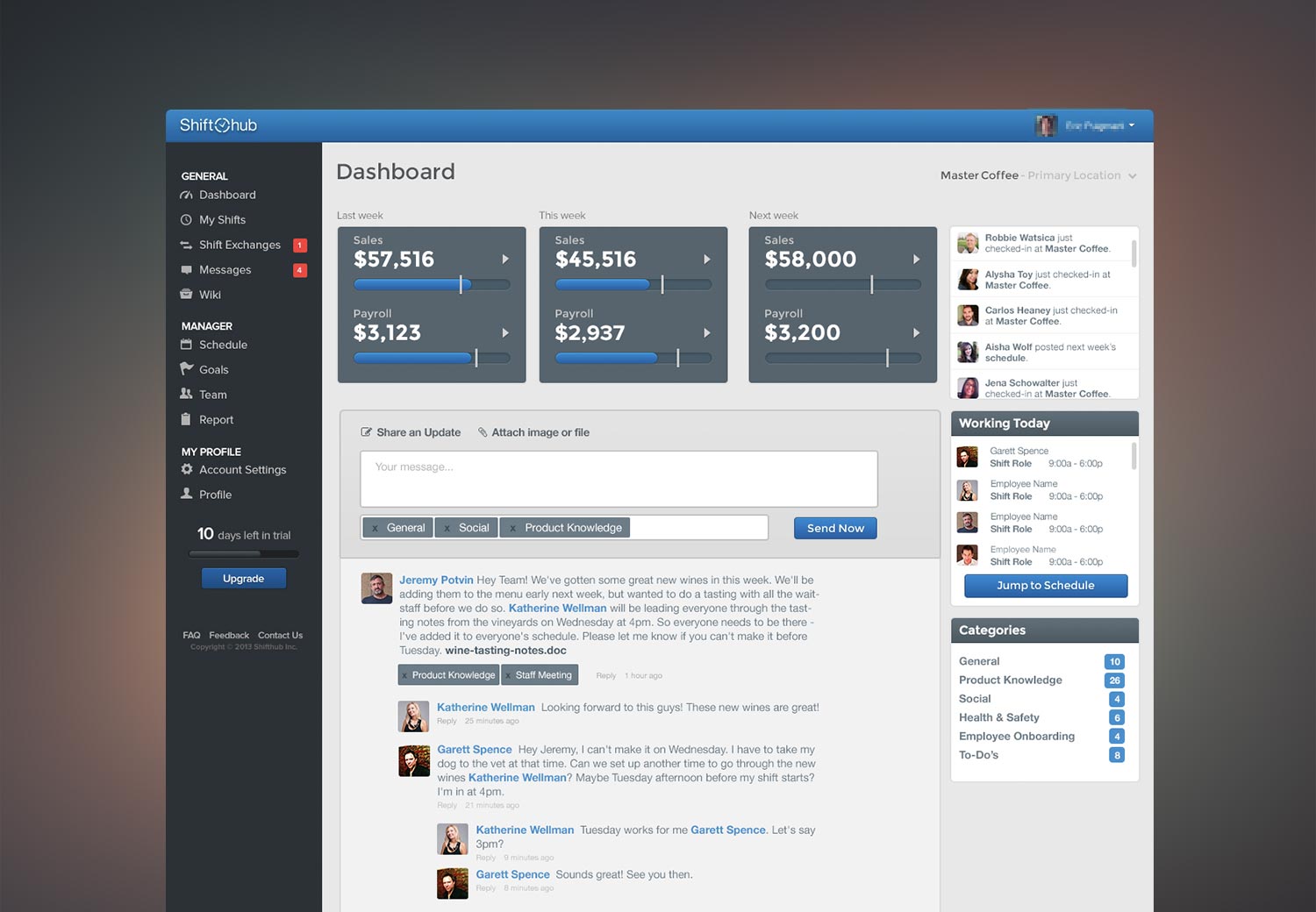 Shifthub - Team Dashboard Shifthub Web App - Team Dashboard